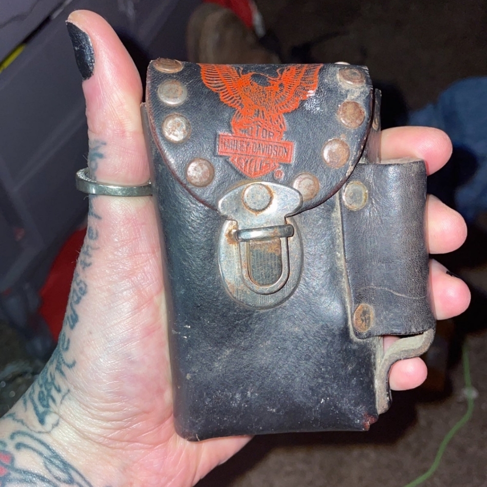 Vintage Harley Davidson leather cigarette case